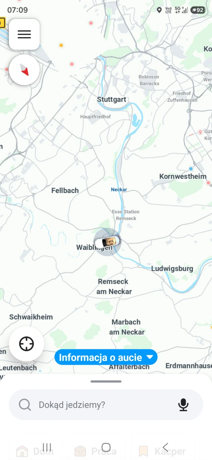 Mapa nawigacji z Remseck am Neckar i okolicami