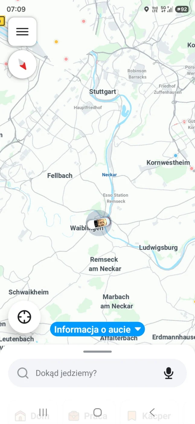 Zrzut nawigacji z okolic Stuttgartu